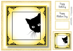 Peeking Cat In Yellow - No Flowers
