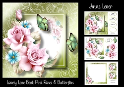 Lovely Lace Back Pink Roses & Butterflies