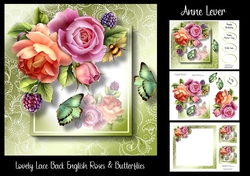 Lovely Lace Back English Roses & Butterflies