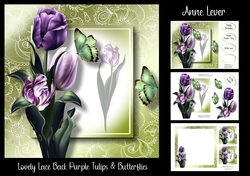 Lovely Lace Back Purple Tulips & Butterflies