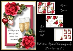 Valentine Roses Champagne & Strawberries A5