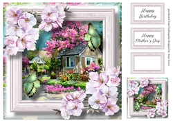 Beautiful Spring Cottage & Blossom 8x8