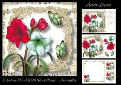 Fabulous Floral With Sheet Music - Amaryllis