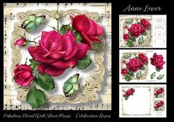 Fabulous Floral With Sheet Music - Celebration Roses