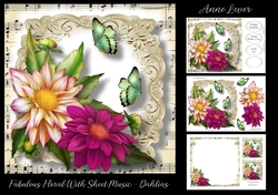 Fabulous Floral With Sheet Music - Dahlias