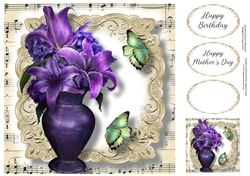 Fabulous Floral With Sheet Music - Dark Shadows Lilies 8x8