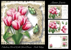 Fabulous Floral With Sheet Music - Pink Tulips