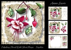 Fabulous Floral With Sheet Music - Fuchsia 