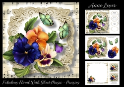 Fabulous Floral With Sheet Music - Pansies