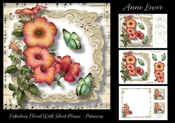 Fabulous Floral With Sheet Music - Petunias