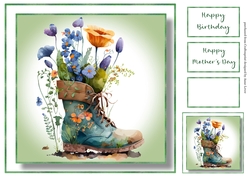 Simple Watercolour Floral Old Boot 1