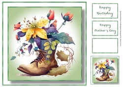 Simple Watercolour Floral Old Boot 2