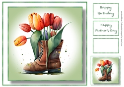Simple Watercolour Floral Old Boot 10