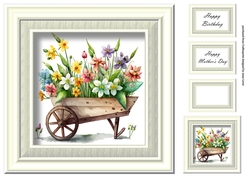 Simple Floral Watercolour Wheelbarrow 1