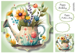 Simple Watercolour Floral Watering Can 5