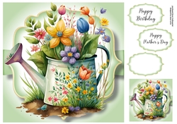 Simple Watercolour Floral Watering Can 9