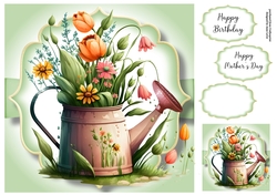 Simple Watercolour Floral Watering Can 10