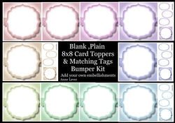 Blank, Plain 8x8 Card Toppers & Matching Tags Bumper Kit