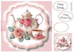Simple Watercolour Floral Teapot 1