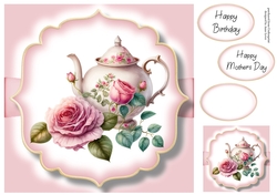 Simple Watercolour Floral Teapot 3