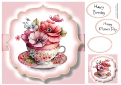 Simple Watercolour Floral Teacups 2