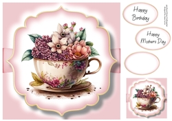 Simple Watercolour Floral Teacups 4