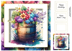 Beautiful Barrel Of Flowers 2 8x8