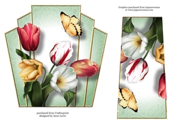 7x7 Art Deco Floral Stacker - Tulips