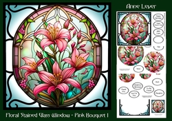 Floral Stained Glass Window - Pink Bouquet 1