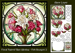 Floral Stained Glass Window - Pink Bouquet 3