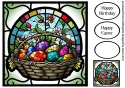 Easter Stained Glass Window - Basket 1 8x8