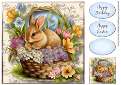 Rabbit In A Flower Basket 3 8x8