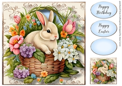 Rabbit In A Flower Basket 2 8x8