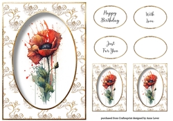 Simple A5 Poppy - Watercolour Art