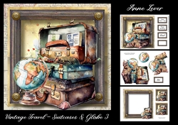 Vintage Travel - Suitcases & Globe 3