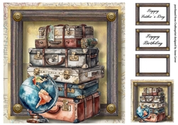 Vintage Travel - Suitcases & Globe 2 8x8