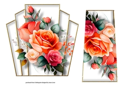 7x7 Art Deco Watercolour Bouquet - Orange & Pink