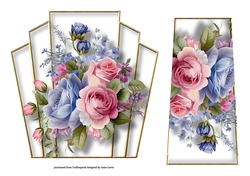 7x7 Art Deco Watercolour Bouquet - Petal Pink & Blue