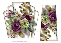 7x7 Art Deco Watercolour Bouquet - Plum & Olive