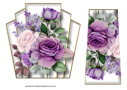 7x7 Art Deco Watercolour Bouquet - Purple Flowers