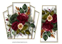 7x7 Art Deco Watercolour Bouquet - Red & Green