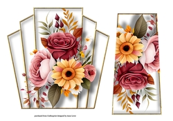 7x7 Art Deco Watercolour Bouquet - Rose Pink & Yellow