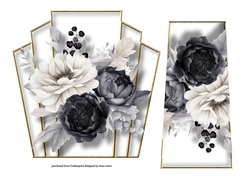 7x7 Art Deco Watercolour Bouquet - Smoky Black