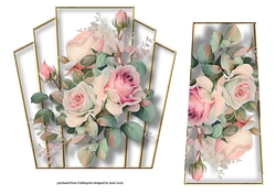 7x7 Art Deco Watercolour Bouquet - Vintage Pink Roses