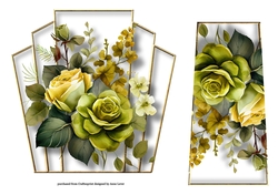 7x7 Art Deco Watercolour Bouquet - Yellow & Olive