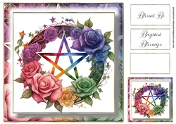 Simple Pentagram Floral Wreath 7