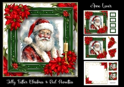 Jolly Father Christmas & Red Poinsettias