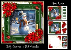 Jolly Snowman & Red Poinsettias