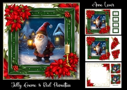 Jolly Gnome & Red Poinsettias