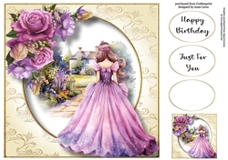 English Country Garden Beauty - Purple 8x8